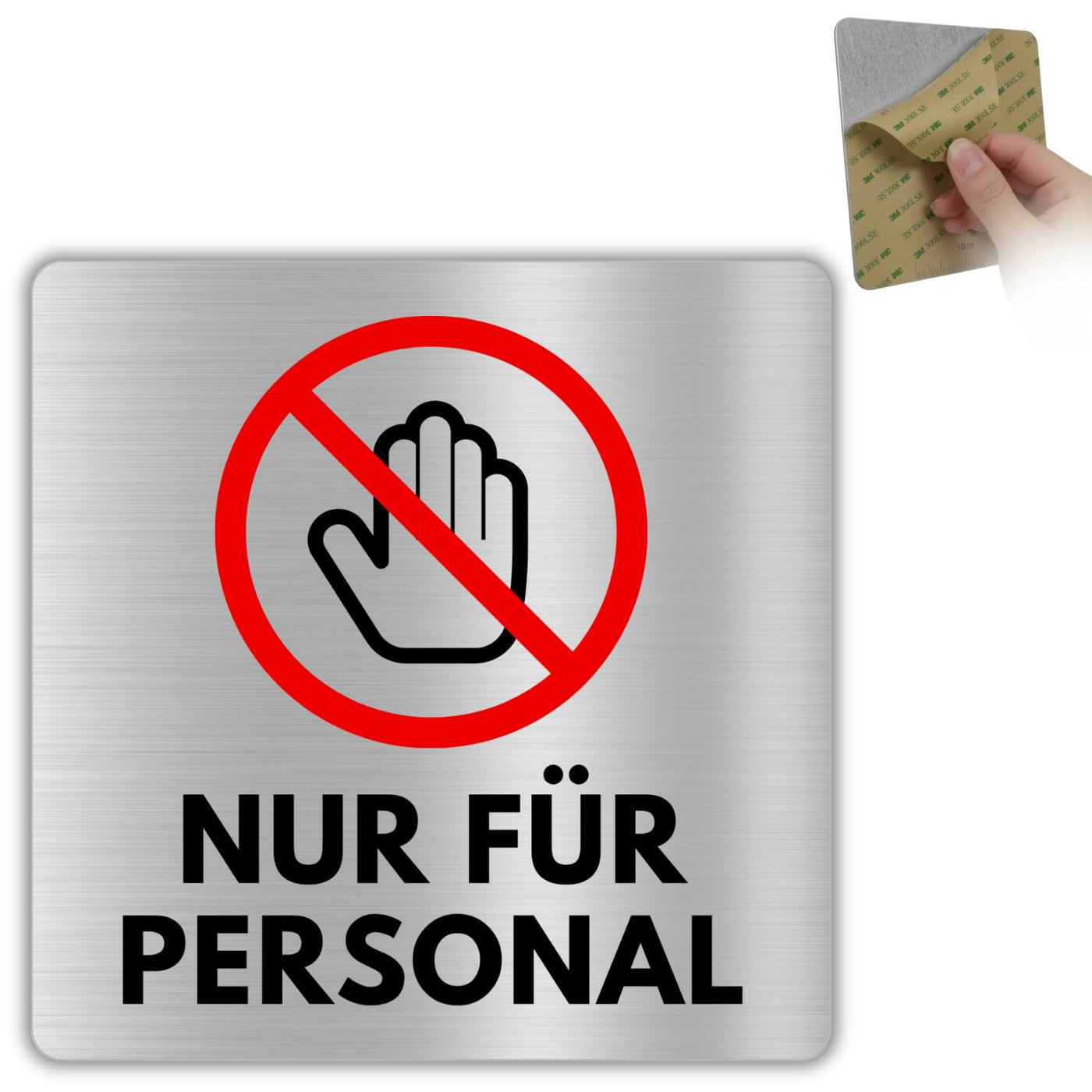LEIASA | Schild Nur Für Personal - 12x12 cm - Aluminium - Personalbere