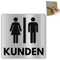 LEIASA | Schild WC für Kunden - 12x12 cm - Aluminium - Kundentoilette - Gäste WC - Besuchertoilette - Toilette für Gäste - Sanitär - Toilettenschild - Hinweisschild - Dicke 0,8 mm - (Kunden)