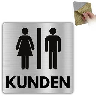 LEIASA | Schild WC für Kunden - 12x12 cm - Aluminium - Kundentoilette 