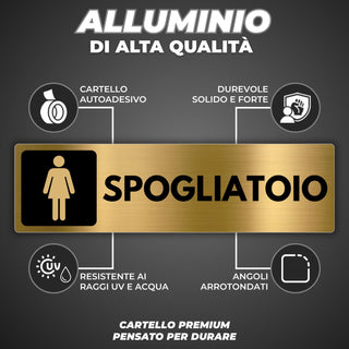 LEIASA | Segnale Spogliatoio Donna - 5x18 cm - Alluminio - Cartello Sp