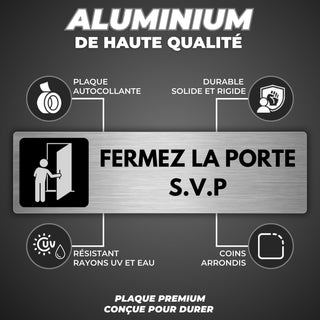 LEIASA | Panneau Adhésif Merci de Fermer la Porte - 5x18 cm - Épaisseu