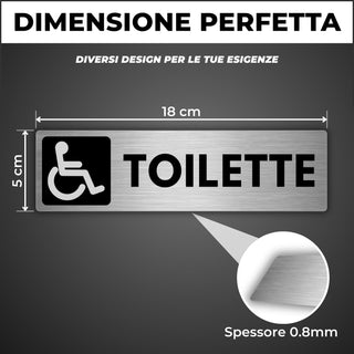 LEIASA | Segnale adesivo WC Disabilità - 5x18 cm - Spessore 0,8 mm - A