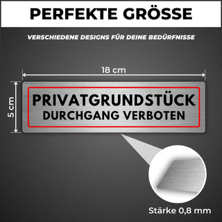 LEIASA | Schild Privatgrundstück - 5 x 18 cm - Stärke 0,8 mm - Alumini