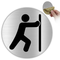 LEIASA | Schild Drücken Tür - 10x10 cm - Silbernes Aluminium - Türschild Drücken - Aufkleber Öffnungsrichtung - Silberfarben - Türe - Grosor 0.8mm - (Drucken)