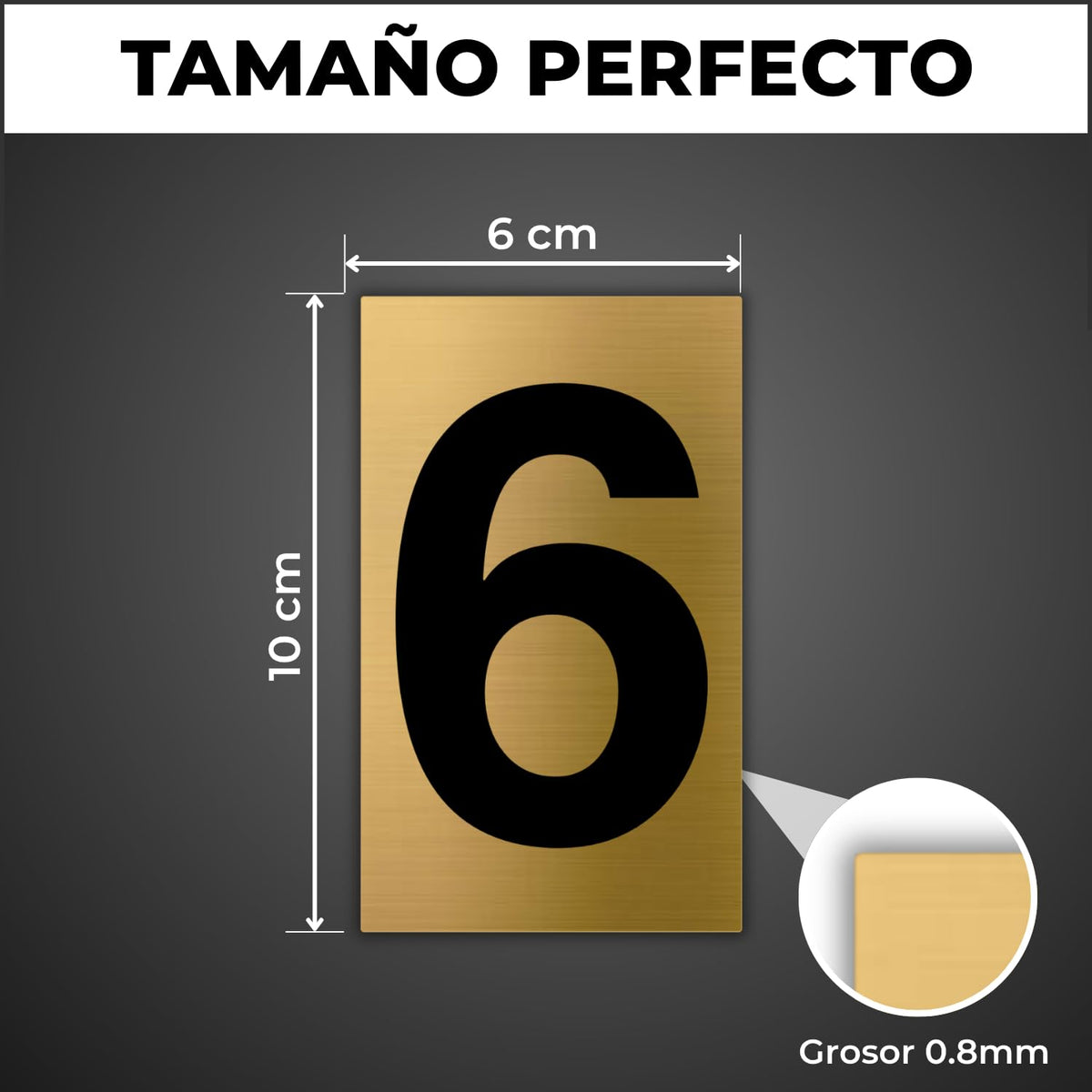 LEIASA | Goldene Hausnummer - 6x10 cm - Aluminium - Ziffernschild Tür 