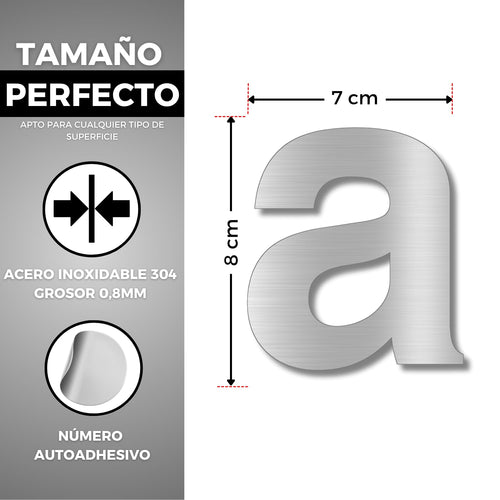 LEIASA | Numéro Adhésif Maison - 100 mm - Acier Inoxydable 304 - Nº A 