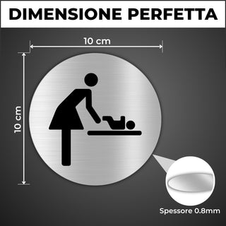 LEIASA | Segnale Adesivo WC Mamma Bebè - Spessore 0,6 mm - Diametro Ø 