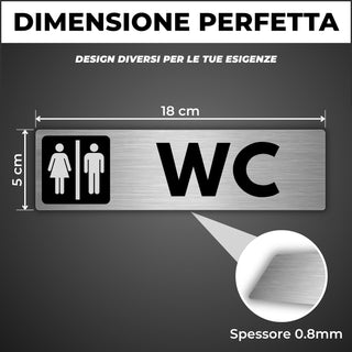 LEIASA | Segnale Bagno Donna Uomo - 5 x 18 cm - Spessore 0,8 mm - Allu