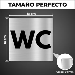 LEIASA | Schild WC - 10x10 cm - Aluminium - Hinweisschild Toilette - T