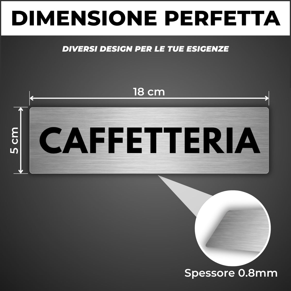 LEIASA | Segnale Caffetteria - 5x18 cm - Alluminio - Cartello Sala Pau