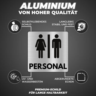 LEIASA | Schild WC Personal - 12x12 cm - Aluminium - Personaltoilette 