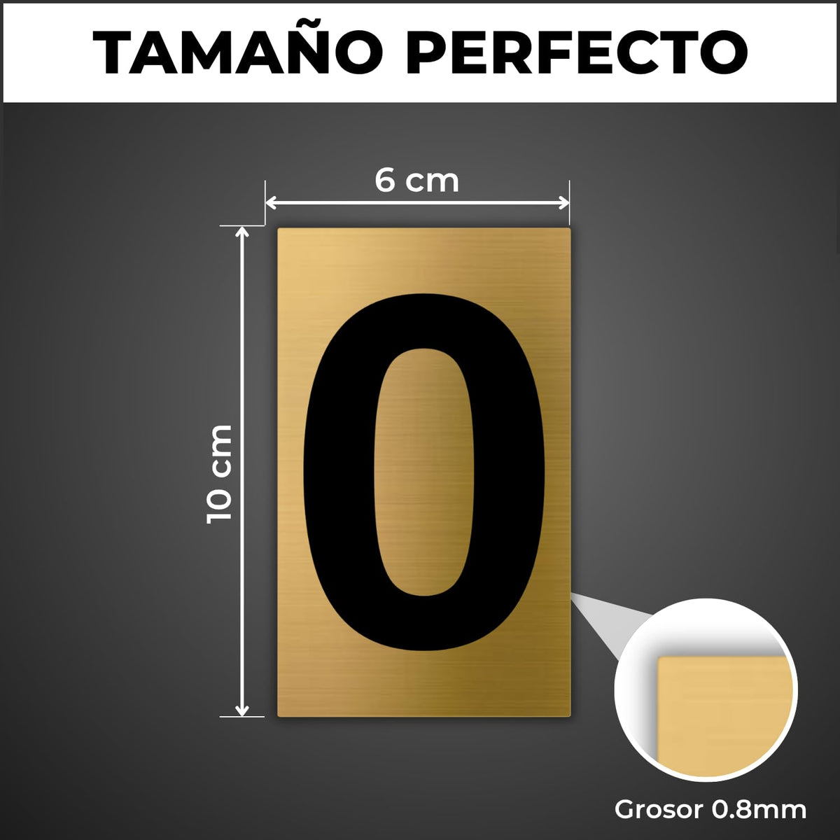 LEIASA | Goldene Hausnummer - 6x10 cm - Aluminium - Ziffernschild Tür 