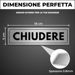 LEIASA | Segnale Chiudere la Porta - 5 x 18 cm - Spessore 0,8 mm - All