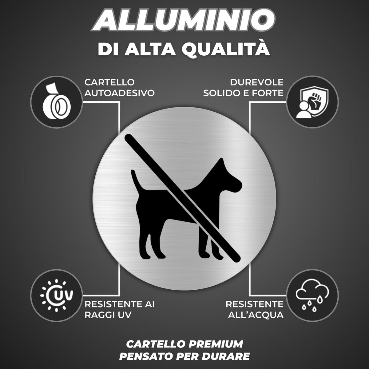 LEIASA | Segnale Adesivo Attenti Al Cane - Diametro Ø 100 mm - Spessor