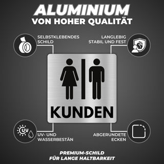 LEIASA | Schild WC für Kunden - 12x12 cm - Aluminium - Kundentoilette 