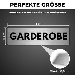 LEIASA | Schild Garderobe - 5x18 cm - Aluminium - Türschild Kleiderabl