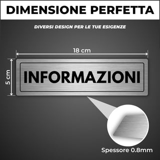 LEIASA | Cartello Informazioni - 5x18 cm - Spessore 0,8 mm - Alluminio