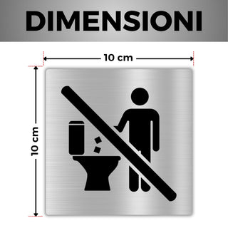 LEIASA | Cartello Adesivo Non Gettare nel WC - 10x10 cm - Spessore 0,8