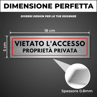 LEIASA | Cartello Vietato l accesso - 5x18 cm - Spessore 0,8 mm - Allu