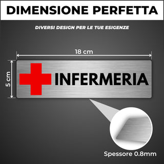 LEIASA | Cartello Infermeria - 5x18 cm - Spessore 0,8 mm - Alluminio -