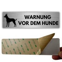 LEIASA | Selbstklebendes Schild Vorsicht vor dem Hund - 5x18 cm - Dicke 0,8 mm - Aluminium - Schild Achtung Wachhund - Zeichen Vorsicht Hund - 3M-Klebeschild - Warnung Gefährlicher Hund