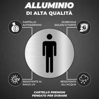 LEIASA | Segnale adesivo WC Uomo - Spessore 0.8 mm - Diametro Ø 100 mm