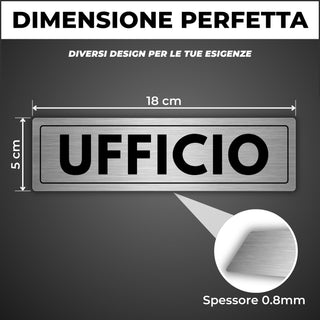 LEIASA | Segnale Adesivo Ufficio - 5×18 cm - Spessore 0,8 mm -Allumini