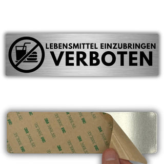 LEIASA | Selbstklebendes Schild Lebensmittel verboten - 5x18 cm - Alum