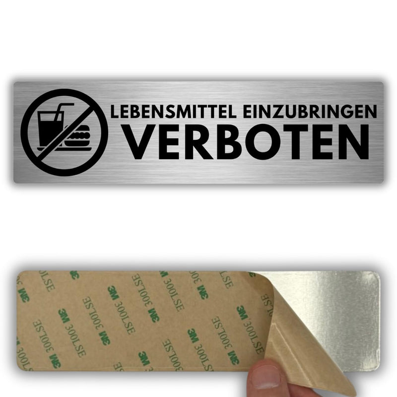LEIASA | Selbstklebendes Schild Lebensmittel verboten - 5x18 cm - Alum