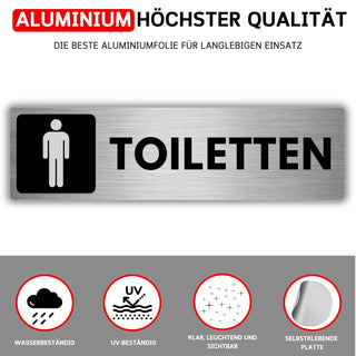 LEIASA | Selbstklebendes Schild Herren-WC - 5x18 cm - Dicke 0,8 mm - A