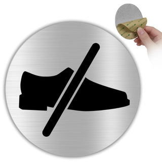 LEIASA | Aufkleber Keine Schuhe Schild - Stärke 0,8 mm - Durchmesser Ø