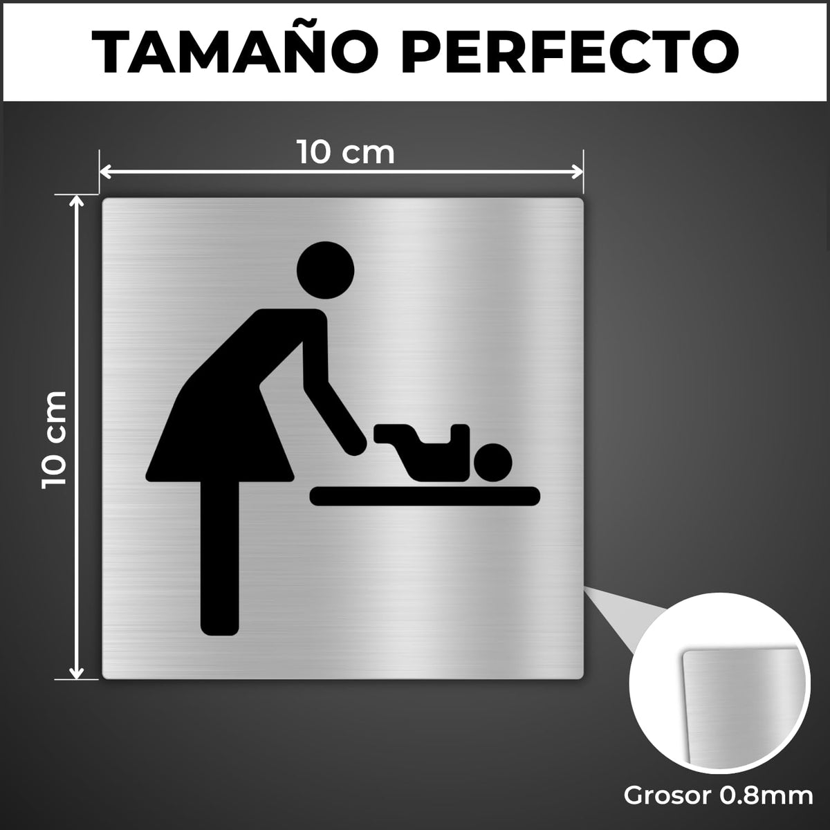 LEIASA | Segnale Bagno Mamma e Bebè - 10x10 cm - Alluminio - Cartello 