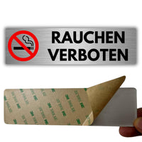 LEIASA | Selbstklebendes Schild: Rauchen verboten - 5x18 cm - Dicke 0,8 mm - Aluminium - Aufdruck: Rauchen verboten - Symbol: Rauchen verboten - 3M Klebeaufkleber Schild: Rauchen verboten