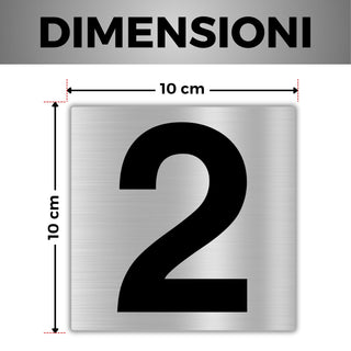LEIASA | Numero Civico Adesivo - 10x10 cm - Alluminio - Nº 2 - Numero 