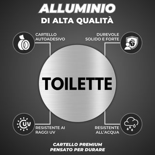 LEIASA | Cartello adesivo Toilette - Diametro Ø 100 mm - Spessore 0,8 