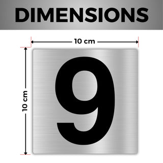 LEIASA | Numéro Autocollant Maison - 10x10 cm - Aluminium - N° 9 - Num