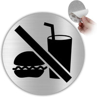 LEIASA | Selbstklebendes „Essen verboten“-Schild - Dicke 0,6 mm - Durchmesser Ø 100 mm - Aluminium - „Essen verboten“ -  (Signal Kein Essen)