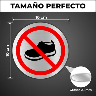 LEIASA | Cartello Vietato Scarpe · Alluminio Ø 10 cm