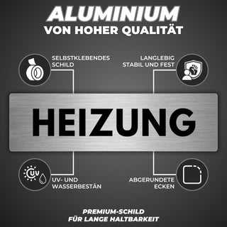 LEIASA | Schild Heizung - 5x18 cm - Aluminium - Türschild Heizungsraum