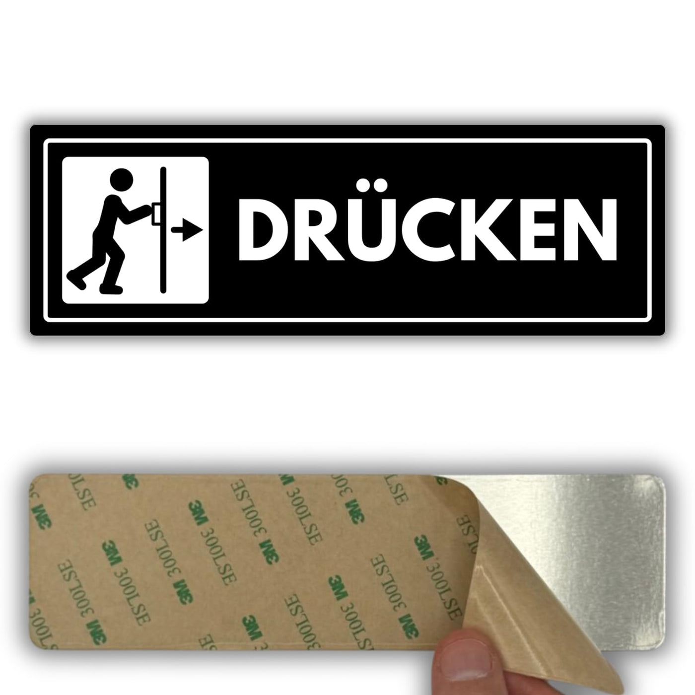LEIASA | Acrylschild Drücken - 7,5 x 23 cm - Stärke 2 mm - Acryl - Sel