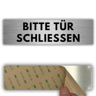 LEIASA | Schild Tür schließen - 5 x 18 cm - Stärke 0,8 mm - Aluminium 