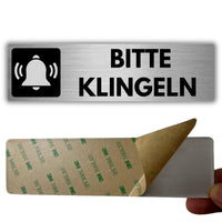 LEIASA | Selbstklebendes Schild Klingel drücken - 5x18 cm - Dicke 0,8 mm - Aluminium - Klingelschild - Schild Klingel betätigen - 3M-Klebeschild - Hinweis Klingel