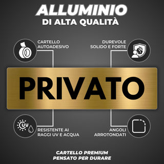 LEIASA | Segnale Privato - 5x18 cm - Alluminio - Cartello Zona Privata