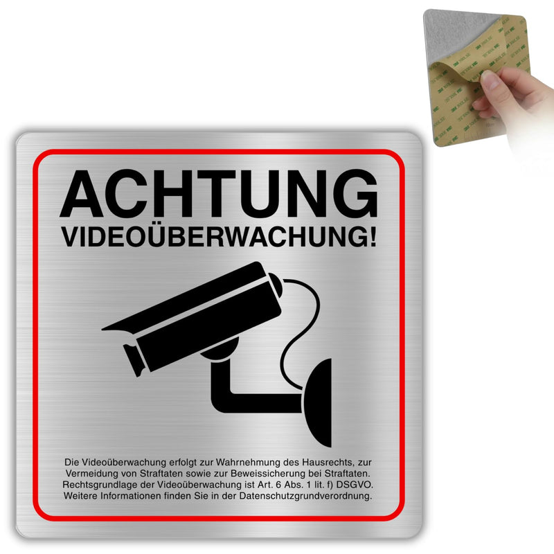 LEIASA | Schild Videoüberwachung - 12x12 cm - Aluminium - Achtung Kame
