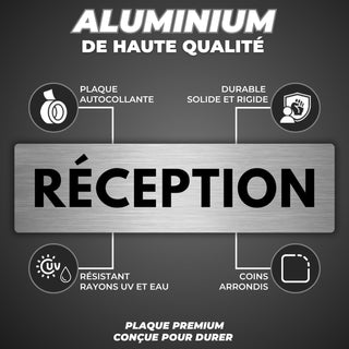 LEIASA | Panneau Réception - 5x18 cm - Aluminium - Pancarte Accueil - 