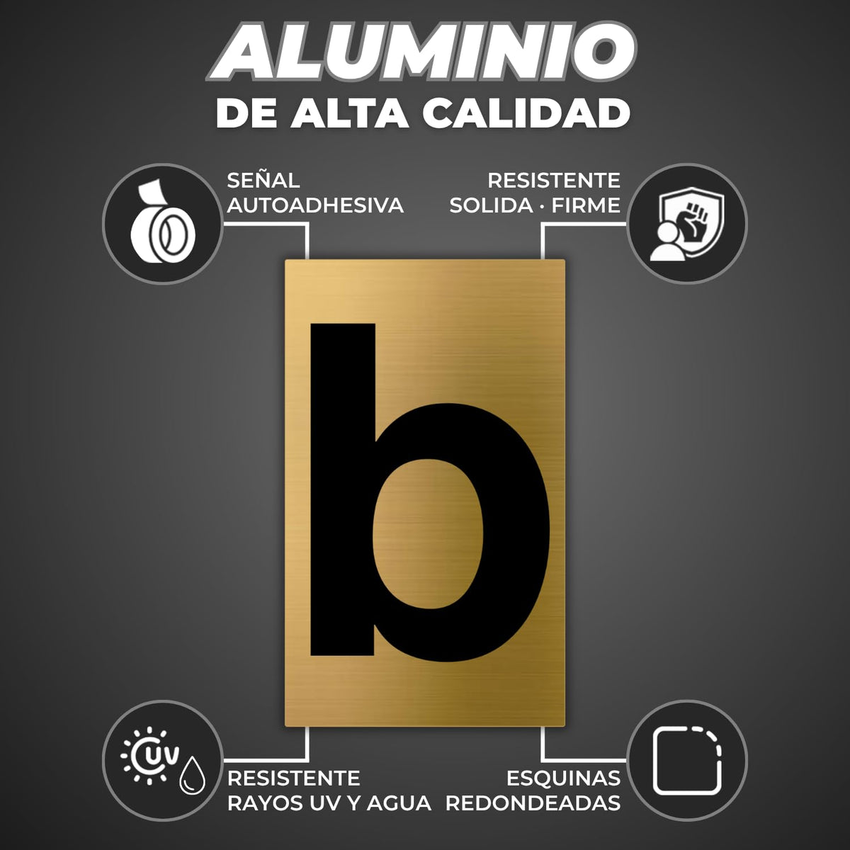 LEIASA | Goldene Hausnummer - 6x10 cm - Aluminium - Ziffernschild Tür 