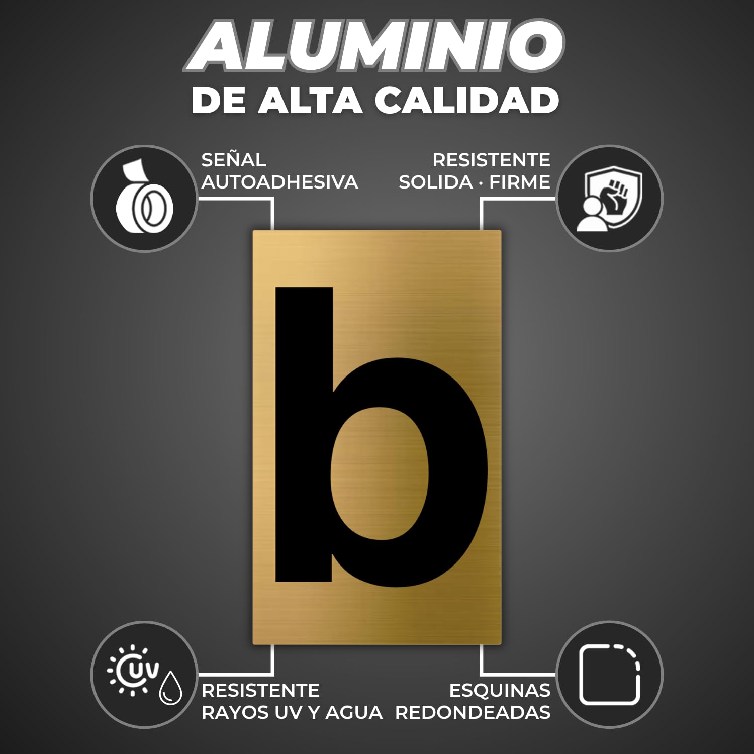 LEIASA | Número de Casa - 6x10 cm - Aluminio - Placa Numeración Portal - Numero para Buzón - Cifra Puerta Hotel - Cartel Dirección - Señal Número Edificio - Grosor 0.8 mm - Dorado (b, 100mm)