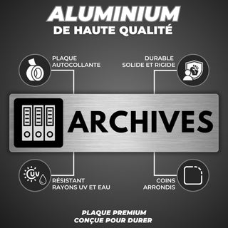 LEIASA | Panneau Archives - 5x18 cm - Aluminium - Pancarte Salle d'Arc
