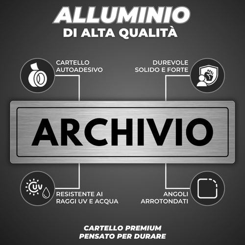 LEIASA | Cartello Archivio - 5x18 cm - Spessore 0,8 mm - Alluminio - T