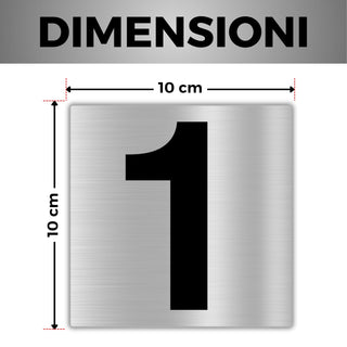 LEIASA | Numero Civico Adesivo - 10x10 cm - Alluminio - Nº 1 - Numero 